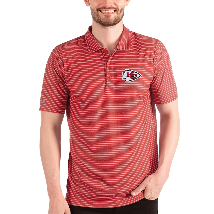 Kansas City Chiefs Men's Antigua Esteem Polo - Heathered Red/White