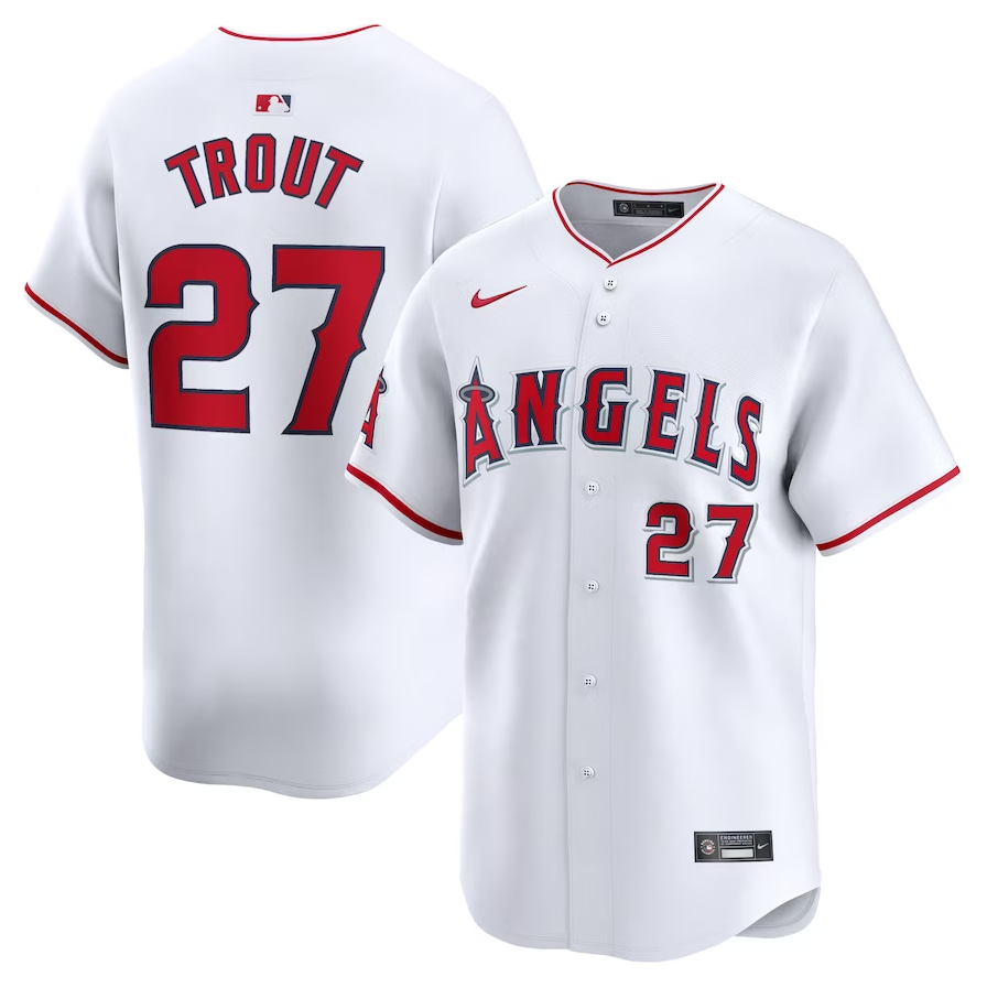 Los Angeles Angels Nike Men's Mike Trout Home White Limited Player Jersey ***