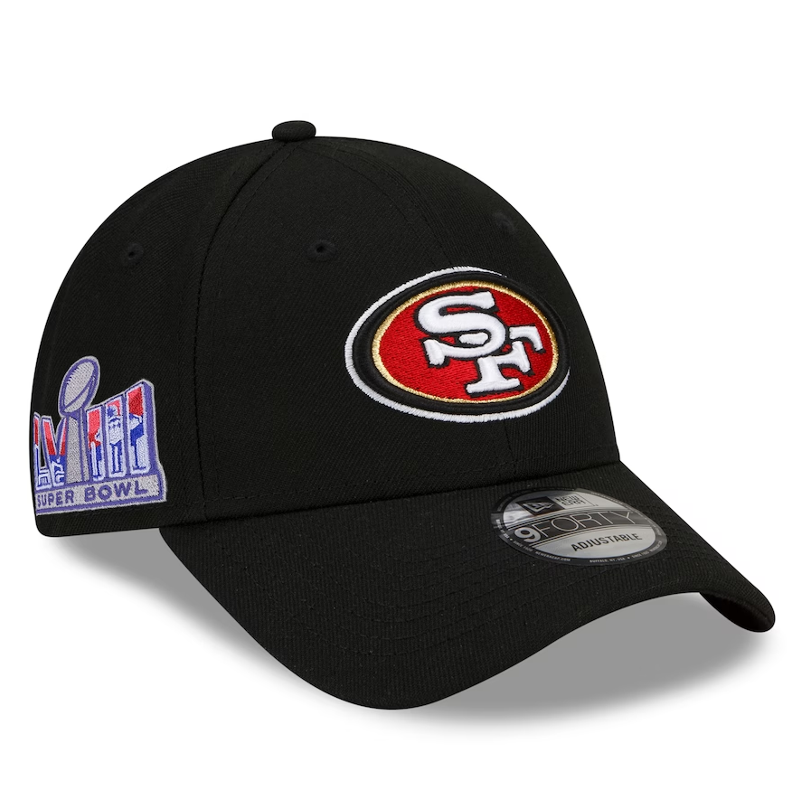 Men's New Era Black San Francisco 49ers Super Bowl LVIII Side Patch 9FORTY Adjustable Hat