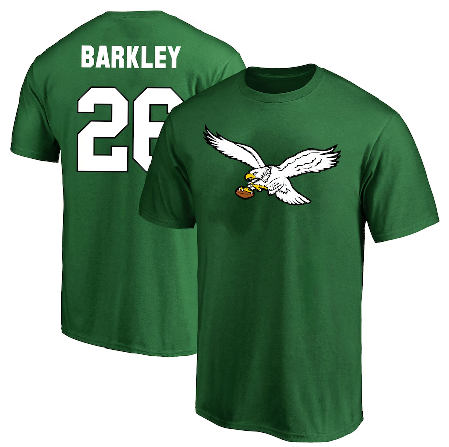 Saquon Barkley Philadelphia Eagles Icon Player Name & Number T-Shirt - Kelly Green