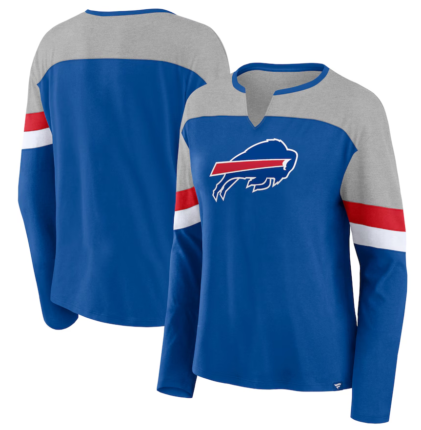 Buffalo Bills Women's Royal/Heather Gray Chevron V-Neck Long Sleeve T-Shirt