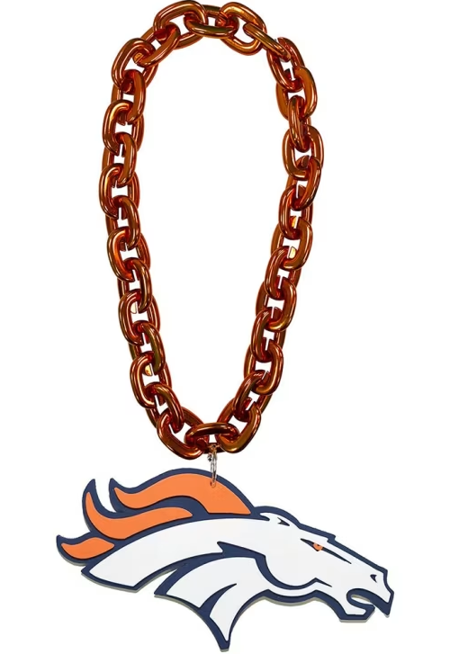 Denver Broncos Logo NFL Fan Chain 10 Inch 3D Foam Necklace-Orange CHAIN