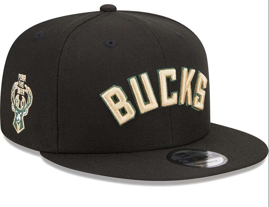 Milwaukee Bucks New Era Black Jersey Hook Statement Edition 9FIFTY Snapback Hat