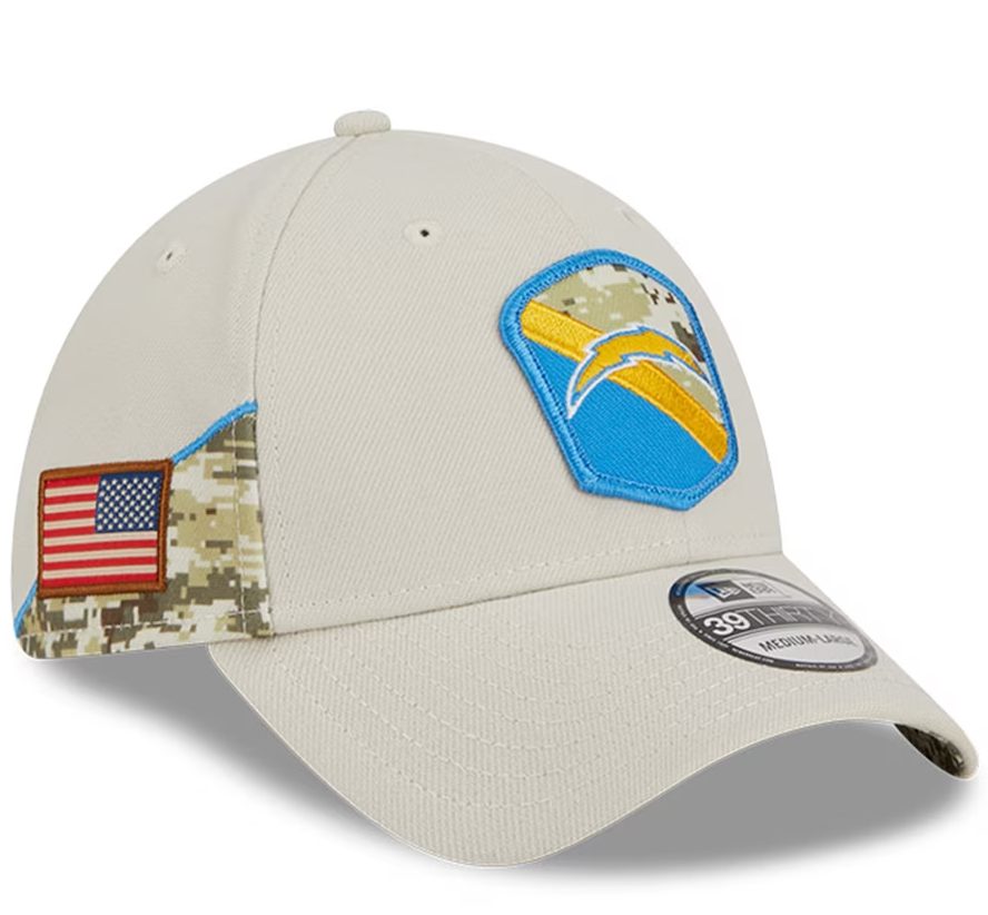 Los Angeles Chargers Bone 2023 Salute To Service 39THIRTY Flex Hat