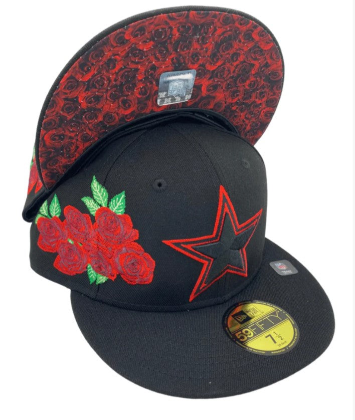 Dallas Cowboys Exclusive Rose 59Fifty Fitted Hat - Black/Red