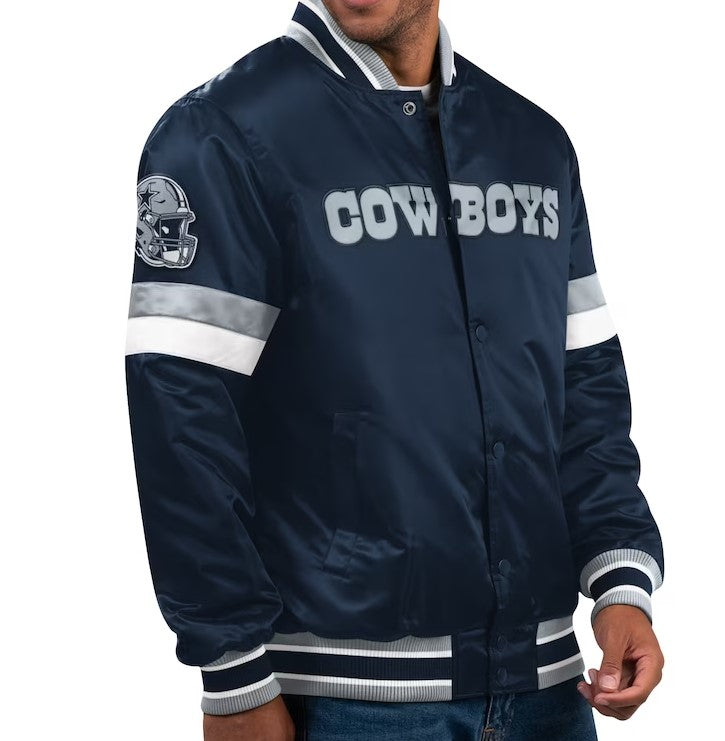 Dallas Cowboys Home Game Satin Full-Snap Varsity Jacket - Navy