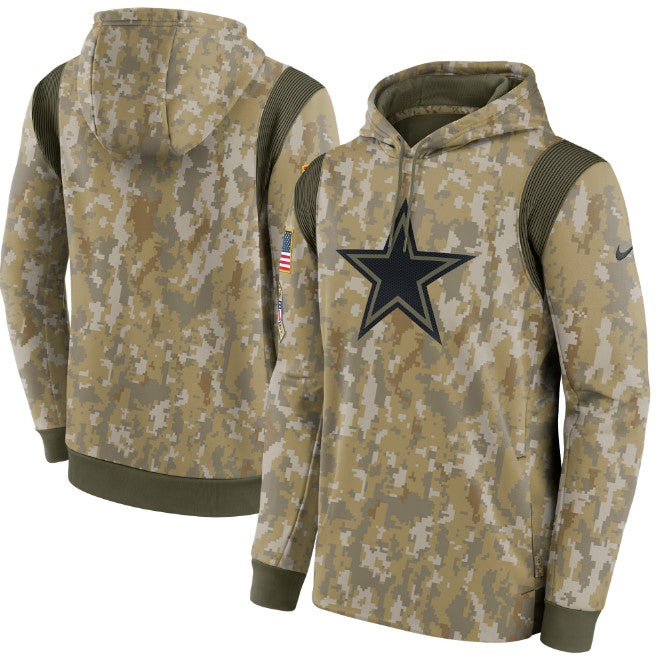 Dallas Cowboys 2021 Salute To Service Therma Pullover Hoodie - Camo