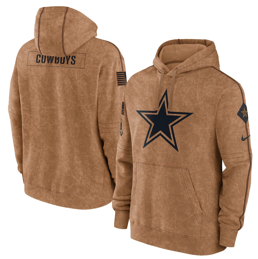 Dallas Cowboys Nike 2023 Salute To Service Club Pullover Hood - Brown