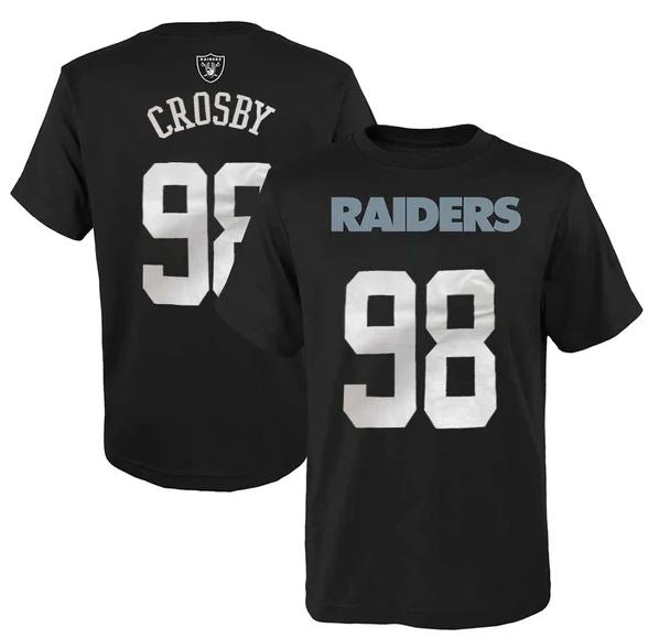 LAS VEGAS RAIDERS MAXX CROSBY YOUTH MAINLINER PLAYER NAME & NUMBER T-SHIRT