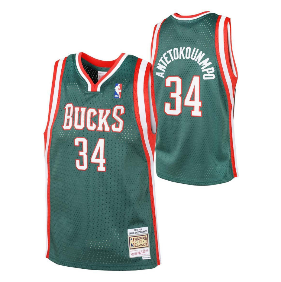 Milwaukee Bucks Giannis Antetokounmpo #34 Youth Mitchell and Ness Jersey - Green