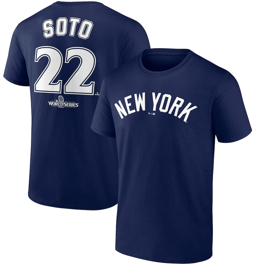 Juan Soto New York Yankees 2024 World Series Push Limits Name & Number T-Shirt - Navy