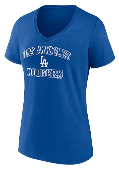 Los Angeles Dodgers Womens Heart & Soul V-Neck Shirt - Royal Blue