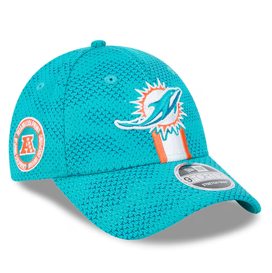 Miami Dolphins New Era 2024 Sideline 9FORTY Stretch-Snap Hat - Aqua