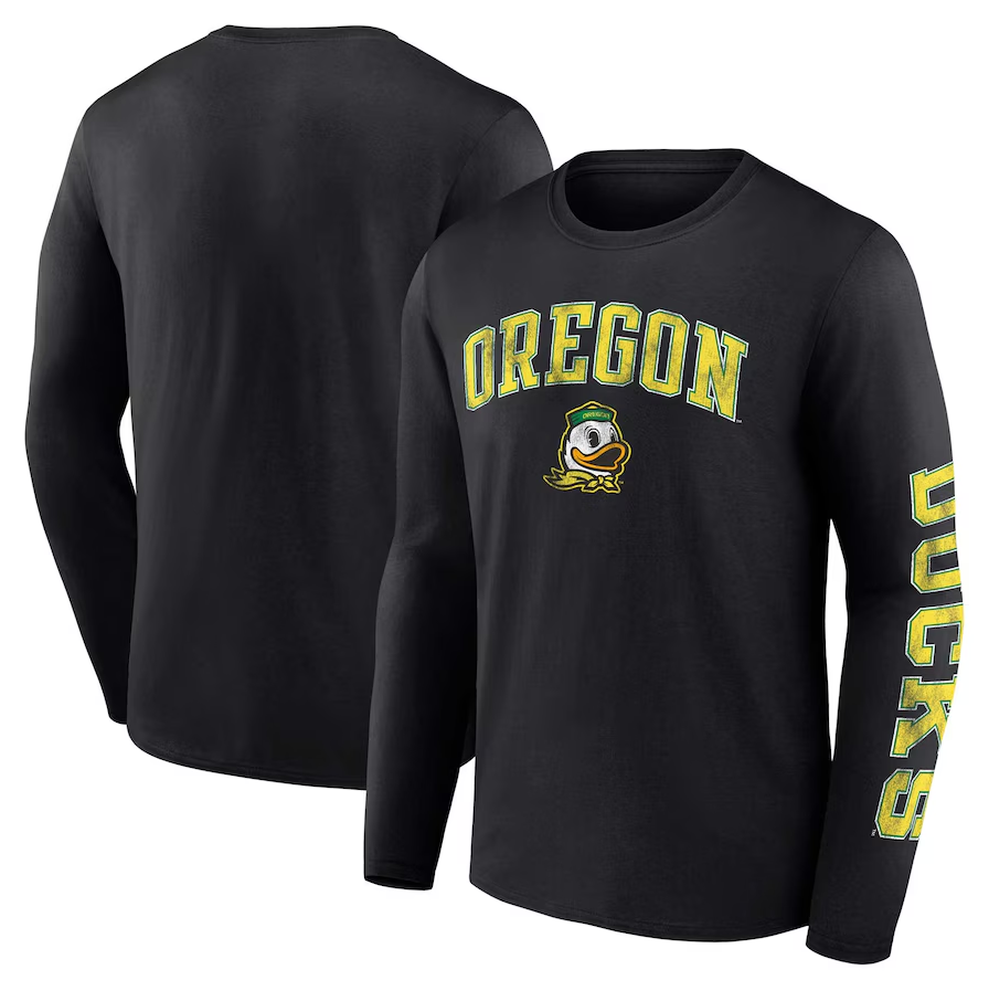 Oregon Ducks Fanatics Distressed Arch Over Logo Long Sleeve T-Shirt - Black