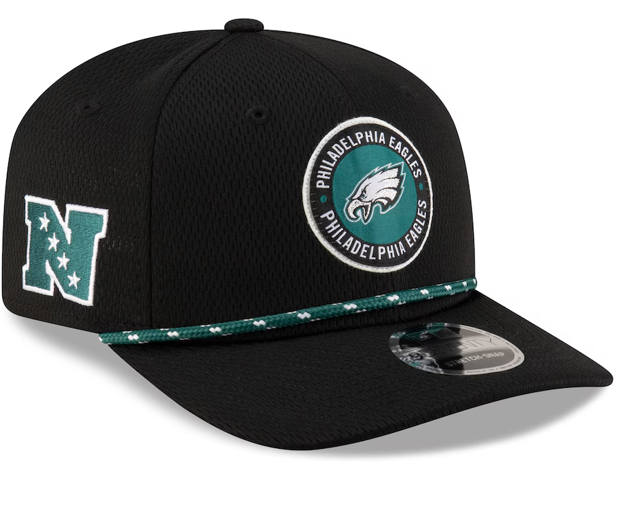 Philadelphia Eagles New Era 2024 Sideline 9SEVENTY Stretch-Snap Hat - Black