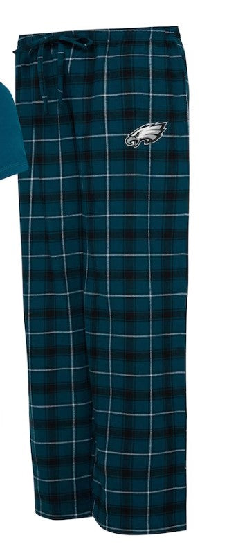 Philadelphia Eagles Men's Ledger Flannel Pajama Pants - Midnight Green
