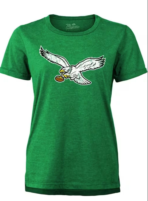Philadelphia Eagles Womens Kelly Green Throwback Short Sleeve T-Shirt ***