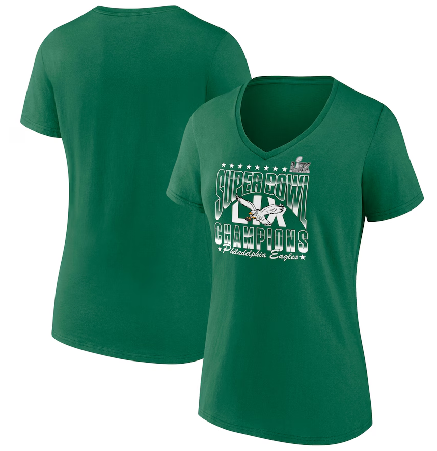 Philadelphia Eagles Women's Fanatics Super Bowl LIX Champions Upper Logo T-Shirt - Kelly Green