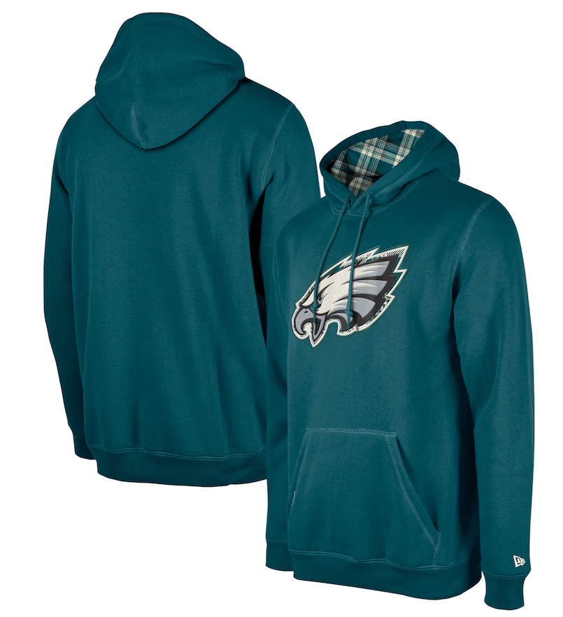 Philadelphia Eagles New Era 3rd Down Plaid Pullover Hoodie - Midnight Green ***