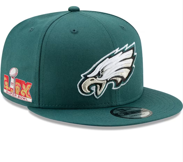 PHILADELPHIA EAGLES SUPER BOWL LIX SIDE PATCH 9FIFTY SNAPBACK HAT- GREEN