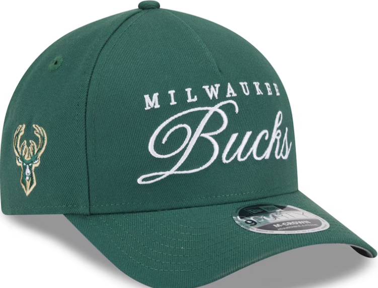 Milwaukee Bucks NBA 2025 Draft Men's New Era 9FORTY M-Crown Adjustable A-Frame Hat - Green ***