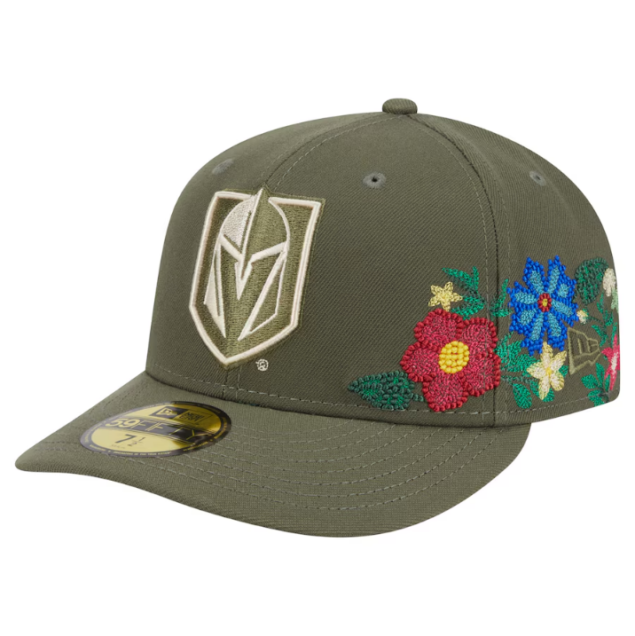 Vegas Golden Knights Tonal Florals New Era 59FIFTY Fitted Hat - Olive Green