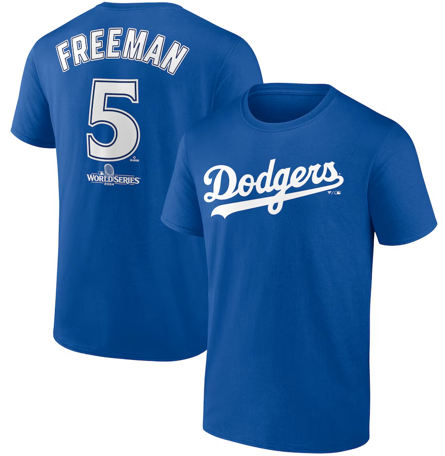 Los Angeles Dodgers Freddie Freeman Royal 2024 World Series Push Limits Name & Number T-Shirt