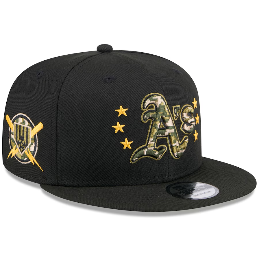 Oakland Athletics New Era 2024 Armed Forces Day 9FIFTY Snapback Hat - Black