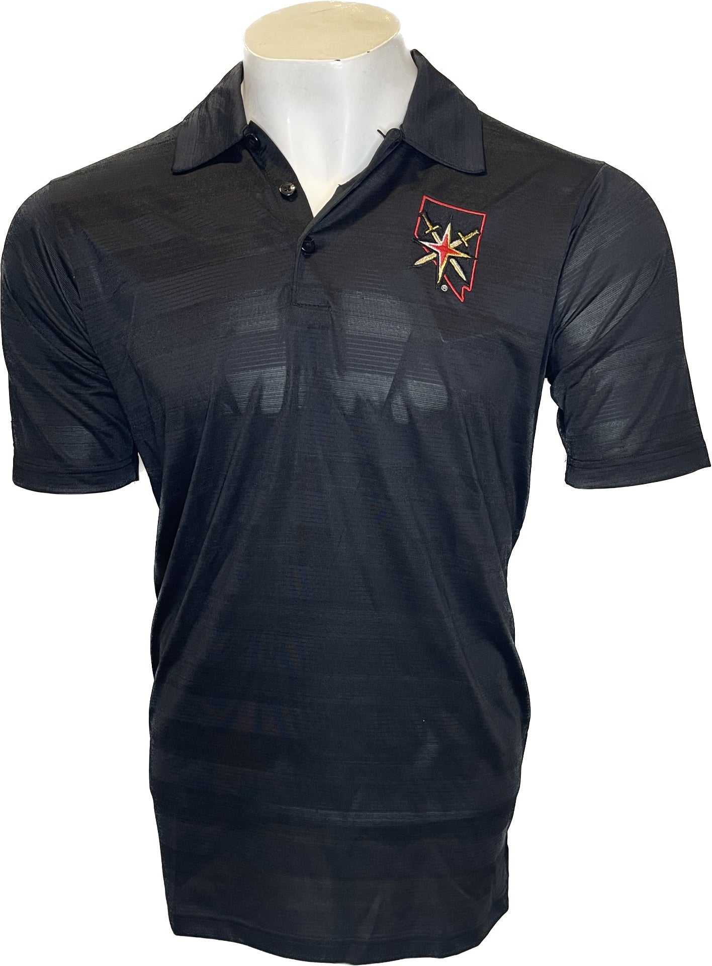 Vegas Golden Knights Mens Compass Polo - Black With Star Logo