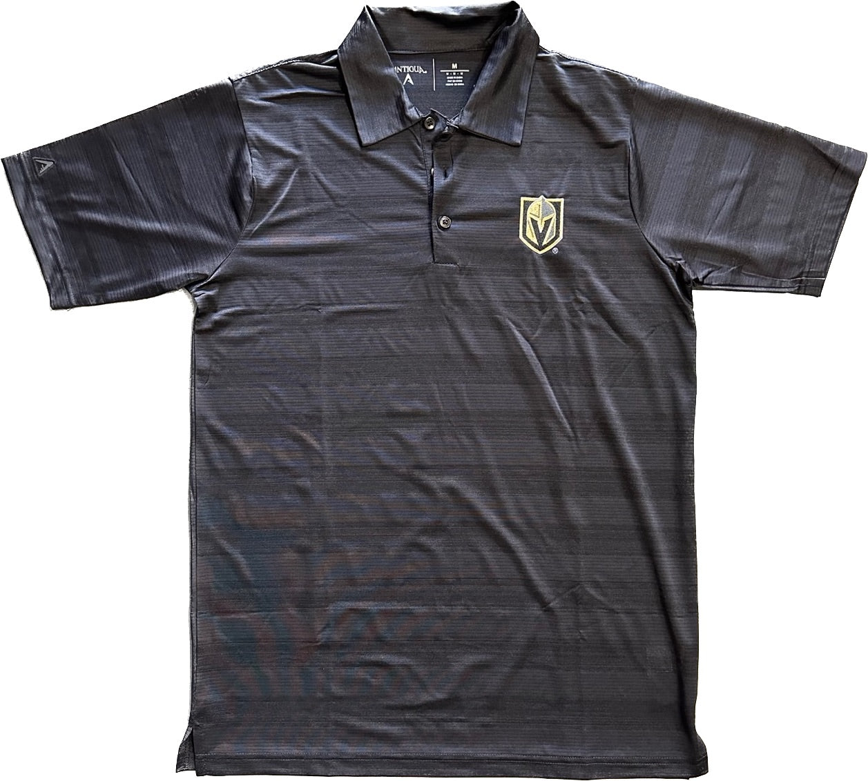 Vegas Golden Knights Men's Antigua Compass Polo Shirt - Black With Shield Logo