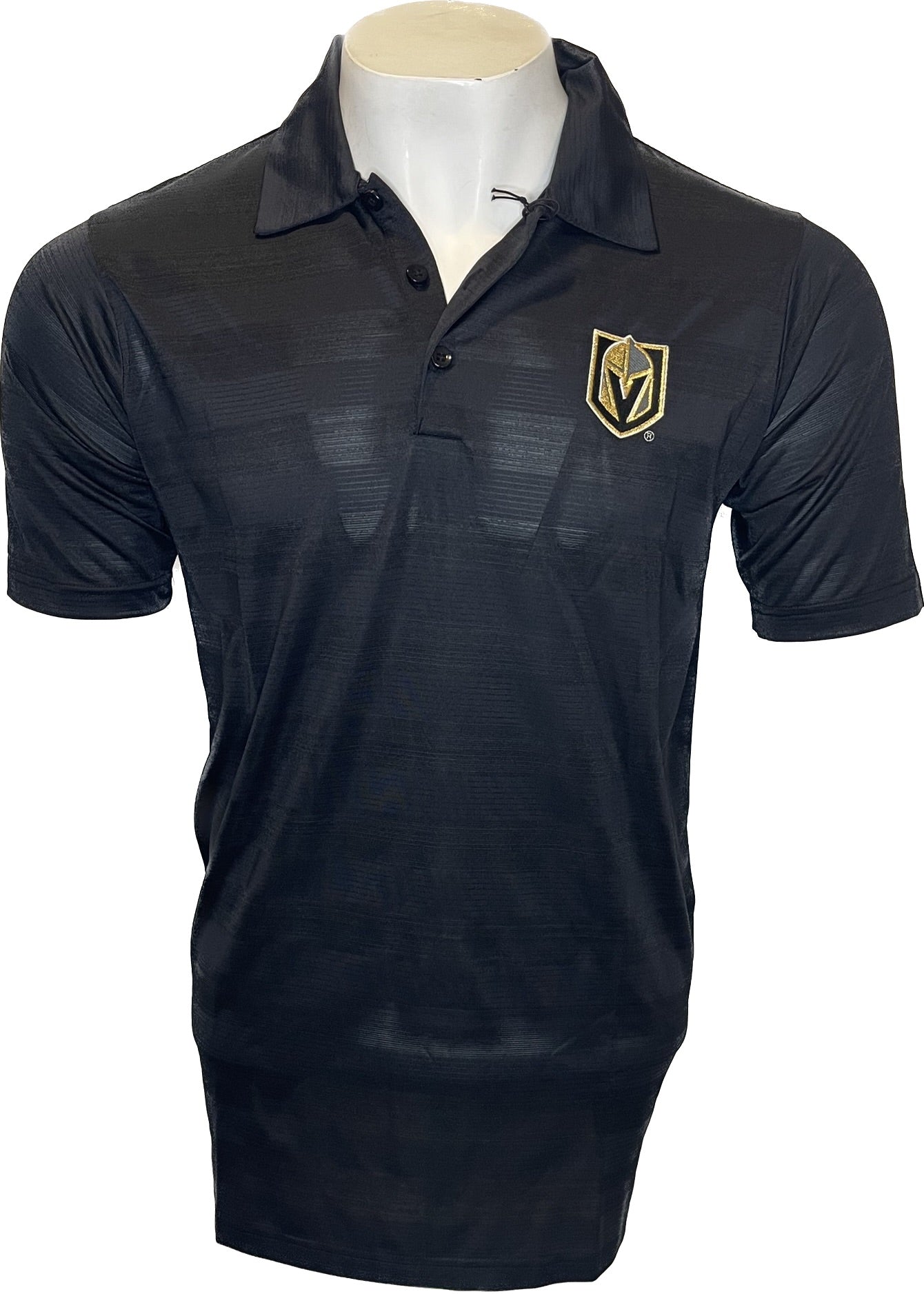 Vegas Golden Knights Mens Compass Polo - Black With Shield Logo