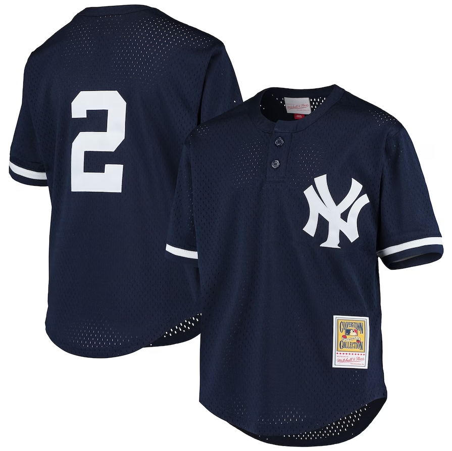 New York Yankees Mitchell & Ness Youth Derek Jeter Cooperstown Collection Mesh Batting Practice Jersey - Navy