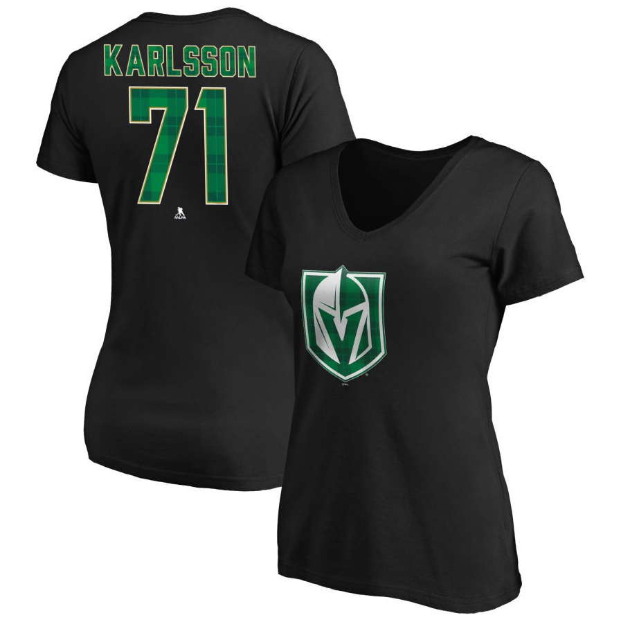 Vegas Golden Knights William Karlsson #71 Women's St. Patrick's Name & Number T-Shirt
