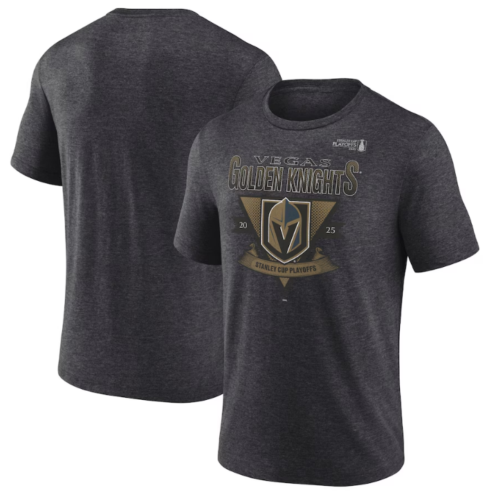 Vegas Golden Knights Fanatics 2025 Stanley Cup Playoffs Crossbar Tri-Blend T-Shirt - Heather Charcoal ***