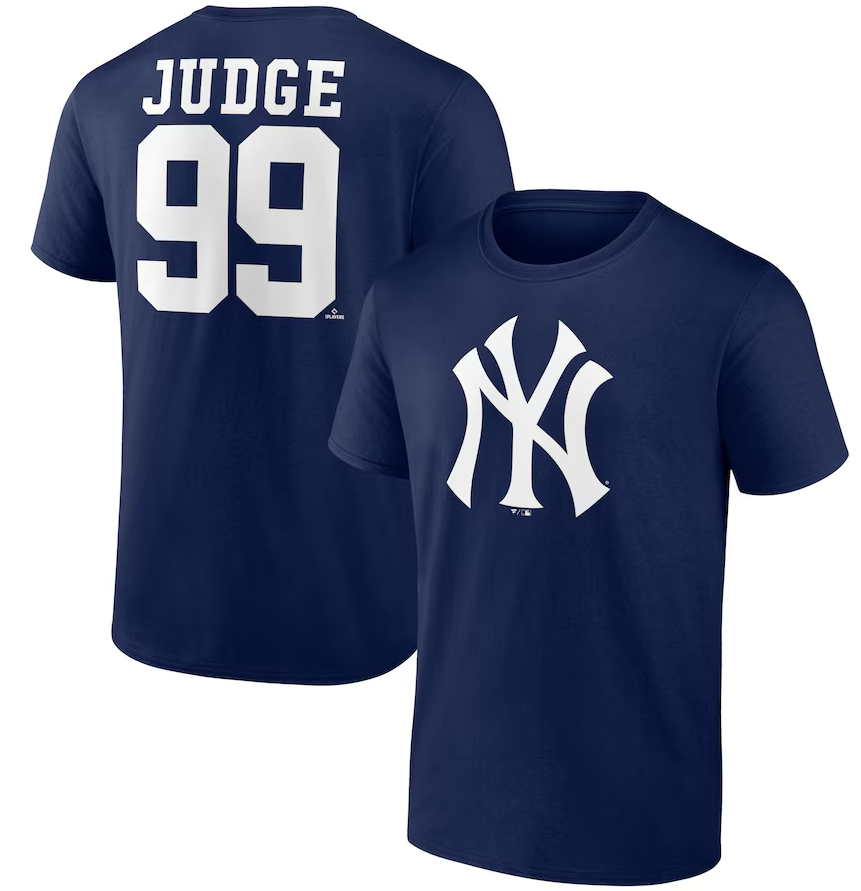 New York Yankees Aaron Judge  Player Icon Name & Number T-Shirt - Navy