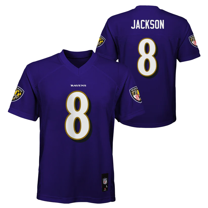 Baltimore Ravens Lamar Jackson Youth Mid-Tier Jersey - Purple