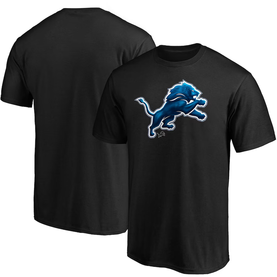 Men's Fanatics Black Detroit Lions Midnight Mascot Team Logo T-Shirt