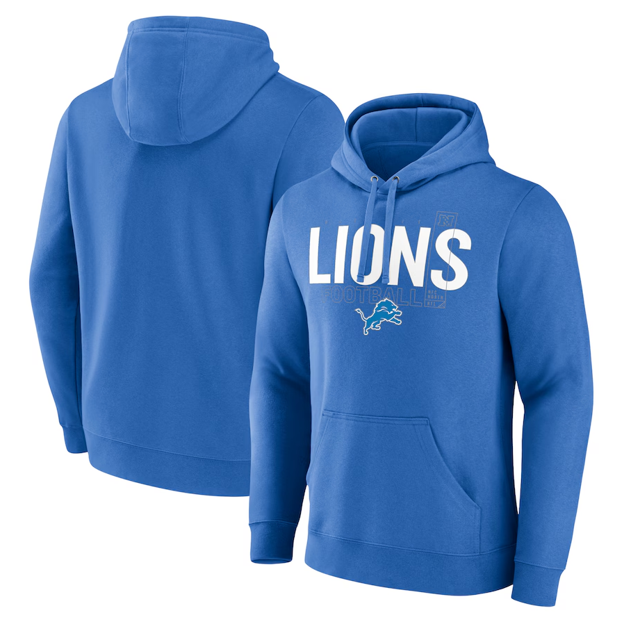 Men's Detroit Lions Fanatics Blue Pylon Outline Pullover Hoodie