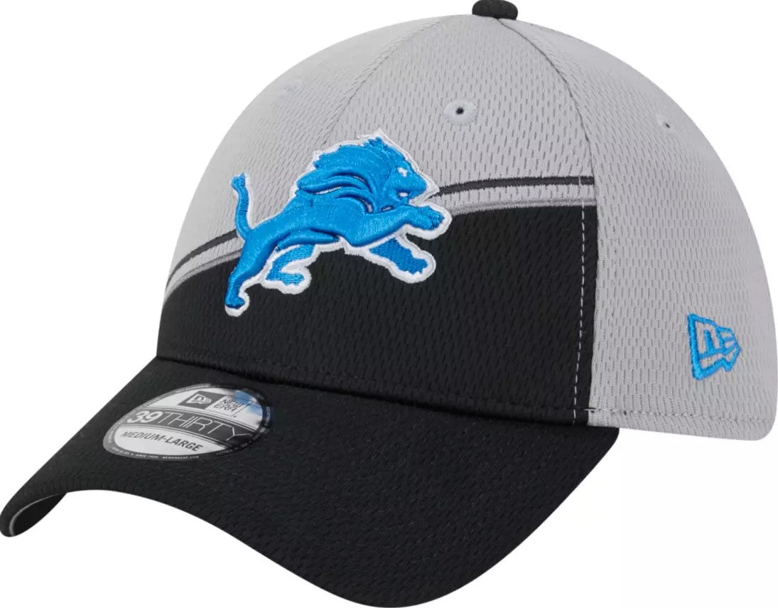 Detroit Lions 2023 Sideline 39THIRTY Flex Hat - Grey/Black