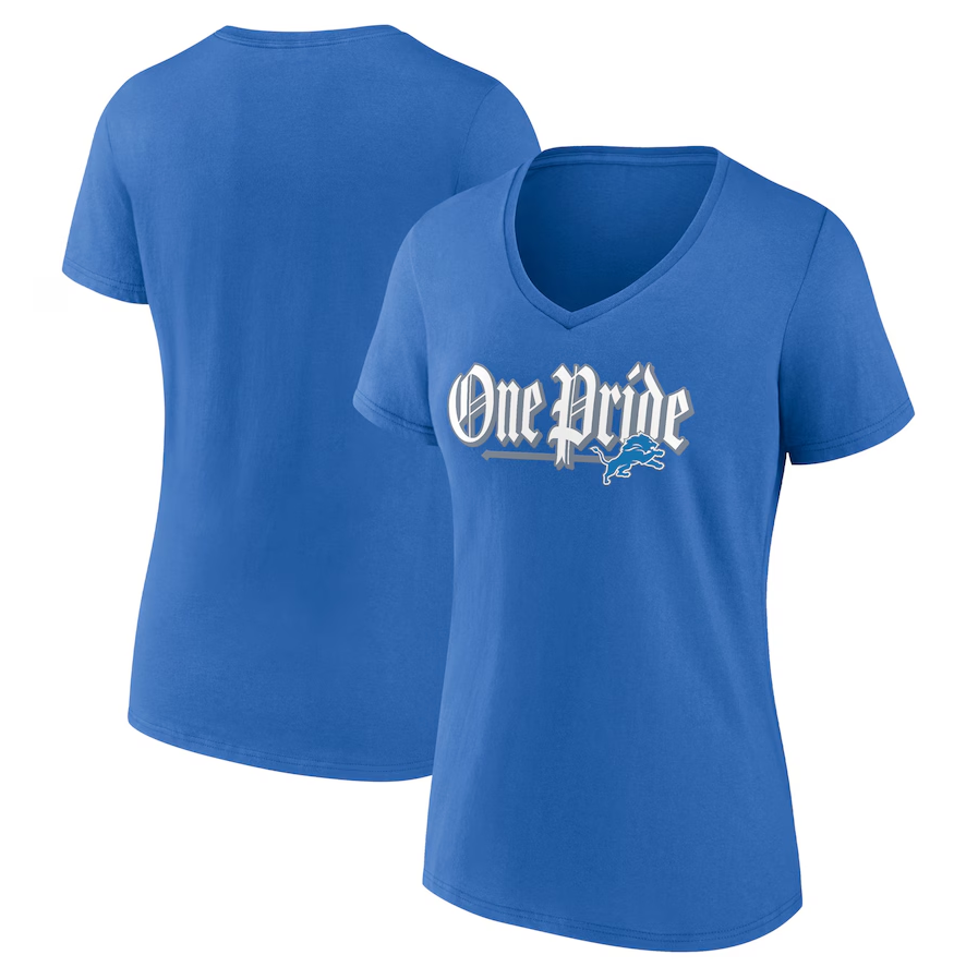 Detroit Lions Women's Fanatics Hometown Defensive Stand V-Neck T-Shirt - Blue