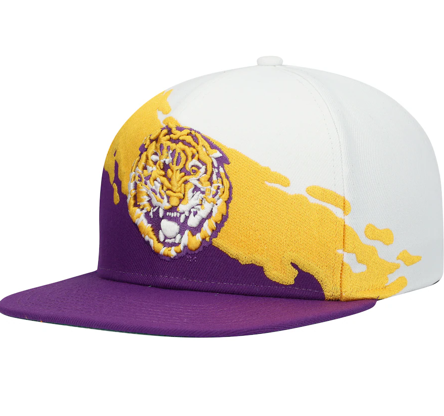 LSU Tigers Mitchell & Ness Paintbrush Snapback Hat - Purple/White
