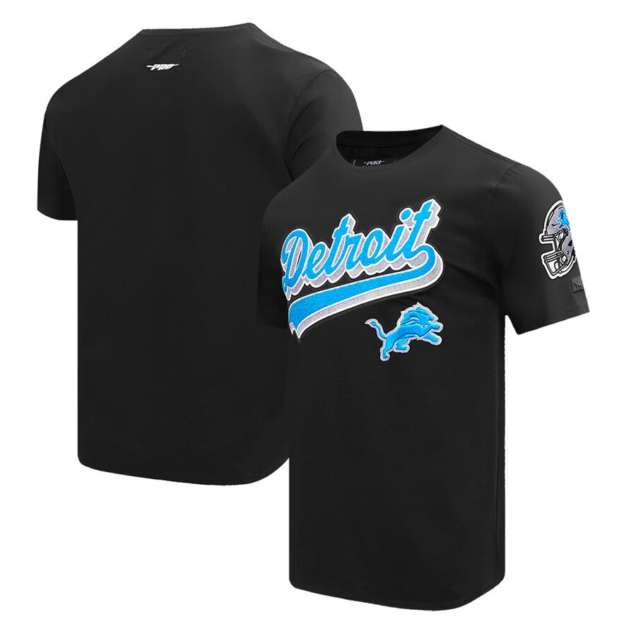Detroit Lions Men's Pro Standard Black Script Tail T-Shirt - Black