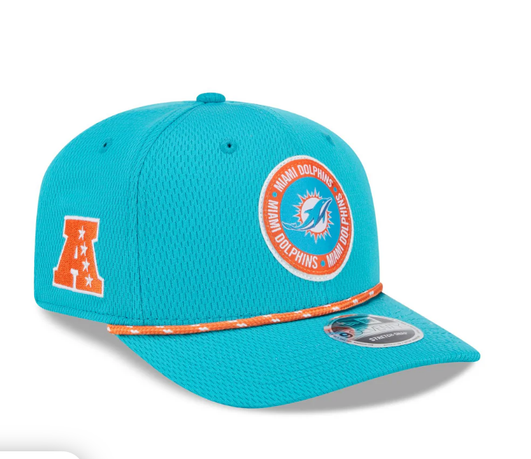 Miami Dolphins New Era 2024 Sideline 9SEVENTY Stretch-Snap Hat - Teal