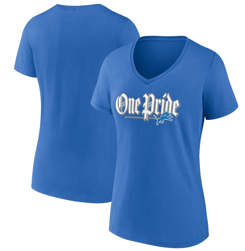 Detroit Lions Fanatics Women's Hometown Defensive Stand V-Neck T-Shirt - Blue