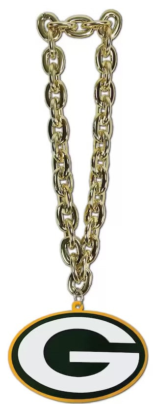 Green Bay Packers NFL Fan Chain 10 Inch 3D Foam Necklace-GOLD CHAIN