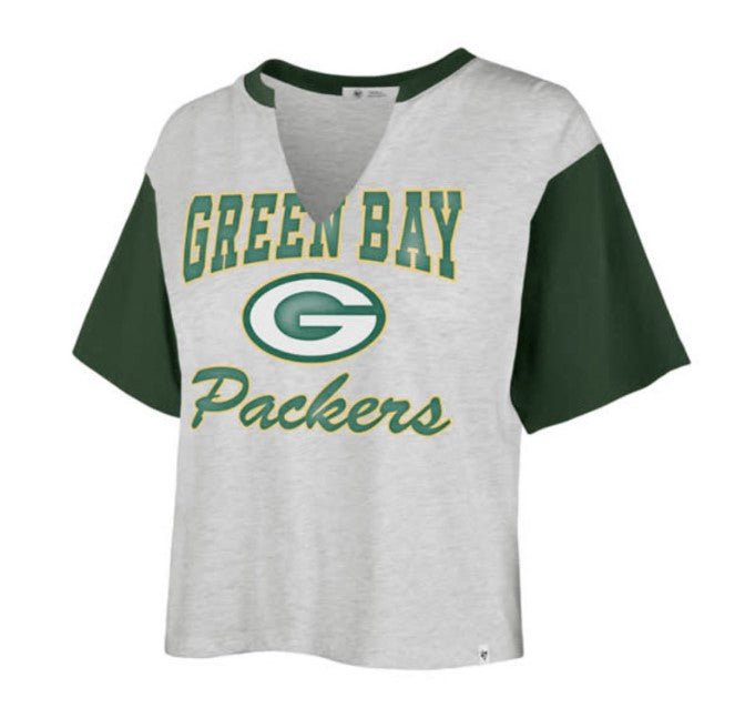 Green Bay Packers Women's Relay Gray Sandy Daze Dolly Crop Tee