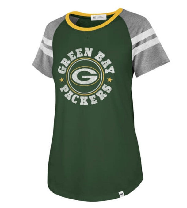 Green Bay Packers Women's Elm Green Static Freestyle Raglan Tee