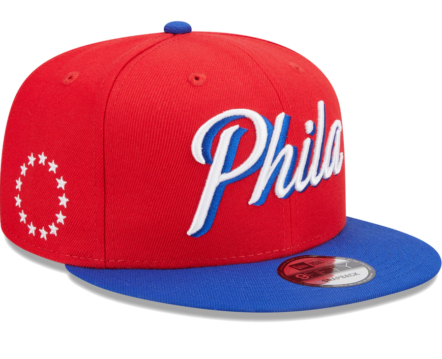 Philadelphia 76ers Red/Royal Jersey Hook Statement Edition 9FIFTY Snapback Hat