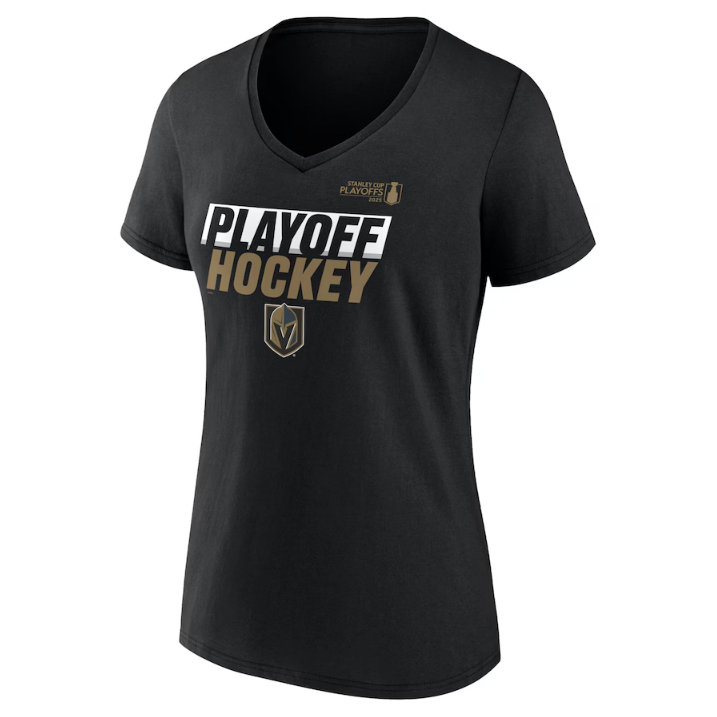 Vegas Golden Knights Women's 2025 Stanley Cup Playoffs V-Neck T-Shirt - Black ***