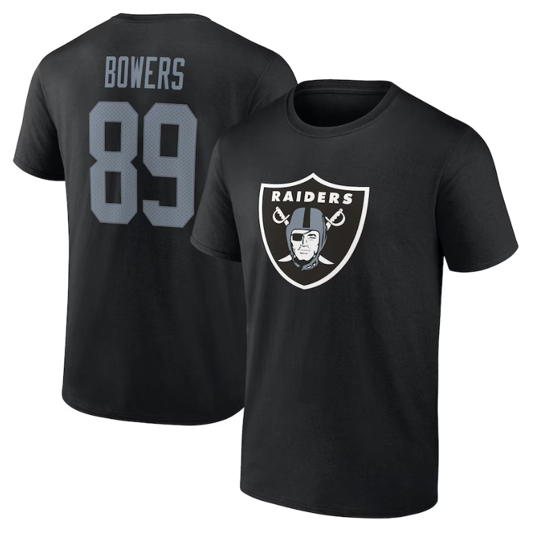 Brock Bowers Las Vegas Raiders Fanatics Player Icon Name & Number T-Shirt - Black